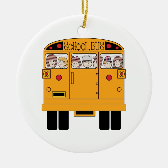 School Bus Rear Ceramic Ornament (Front)
