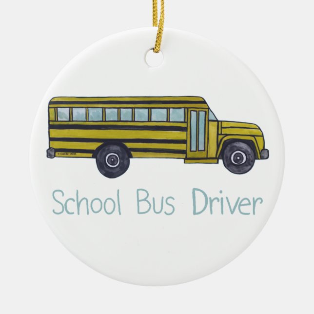 School Bus round Ceramic Ornament (Front)