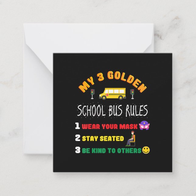 School Bus Rules For Students Funny School Bus Note Card (Front)