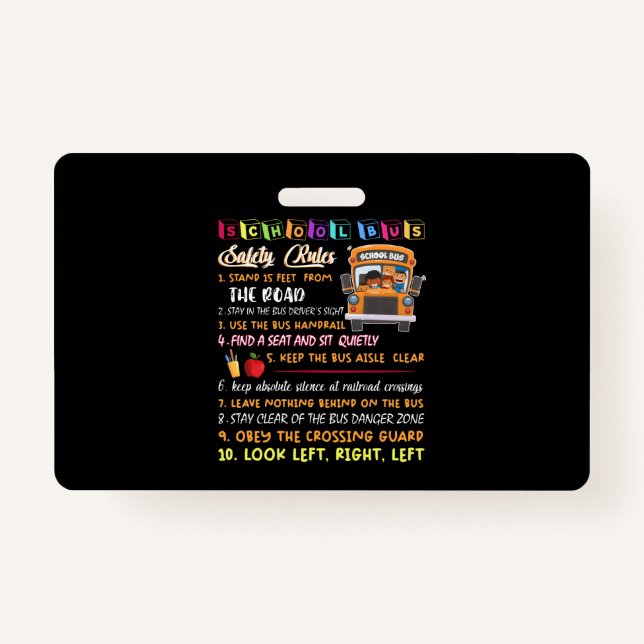 school bus safety rules badge (Front)