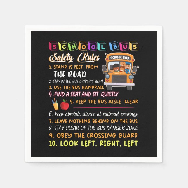 school bus safety rules napkins (Front)