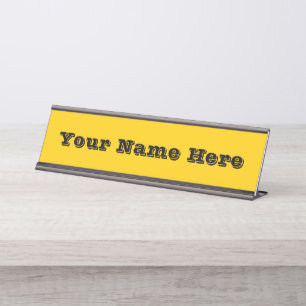 School Bus Safety Yellow Autumn Fall Solid Color Desk Name Plate