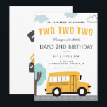 School Bus Second birthday Wheels on the Bus Party Invitation<br><div class="desc">Cute Wheels on the Bus Themed invitation is perfect for any little guy! The text is fully customizable. You can change colors and styles of fonts.</div>