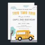 School Bus Second birthday Wheels on the Bus Party Invitation<br><div class="desc">Cute Wheels on the Bus Themed invitation is perfect for any little guy! The text is fully customizable. You can change colors and styles of fonts.</div>