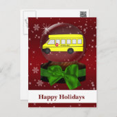 School bus snow globe Corporate HolidayGreetings Holiday Postcard (Front/Back)