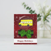 School bus snow globe Corporate HolidayGreetings Holiday Postcard (Standing Front)