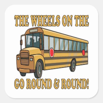 School Bus Square Sticker by StayEducated at Zazzle