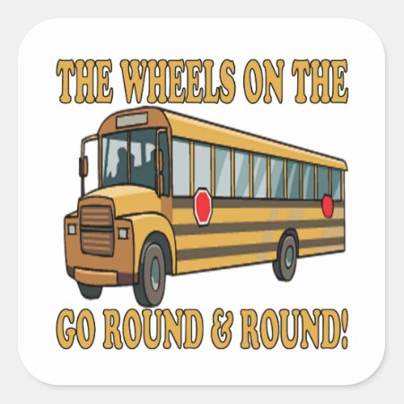 School Bus Square Sticker