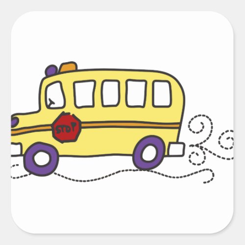 School Bus Square Sticker