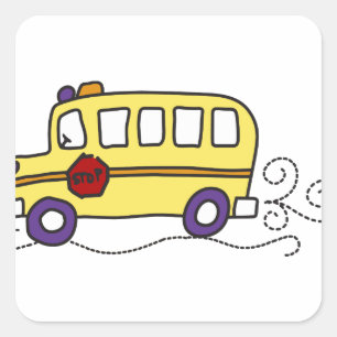School Bus Square Sticker