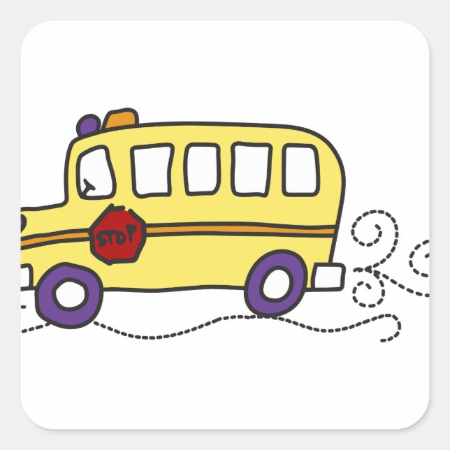 School Bus Square Sticker (Front)