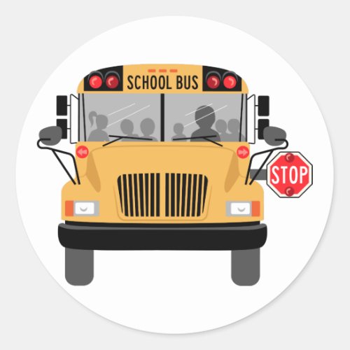 School Bus Stop Classic Round Sticker