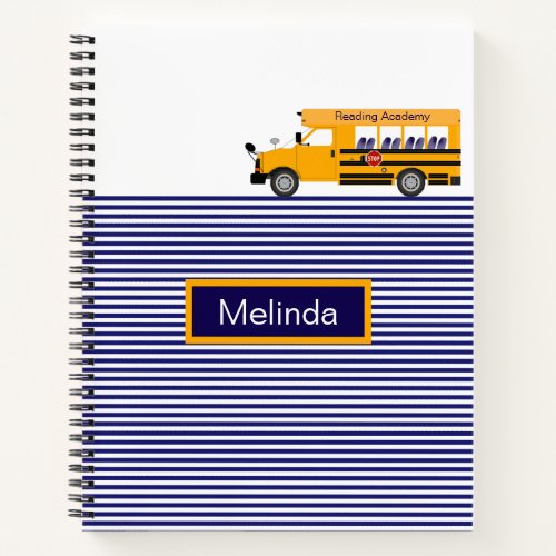 School Bus Stripes Design Custom School Notebook