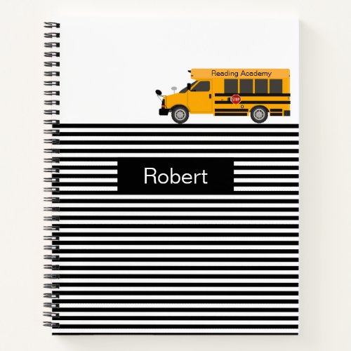 School Bus Stripes Design Custom School Notebook
