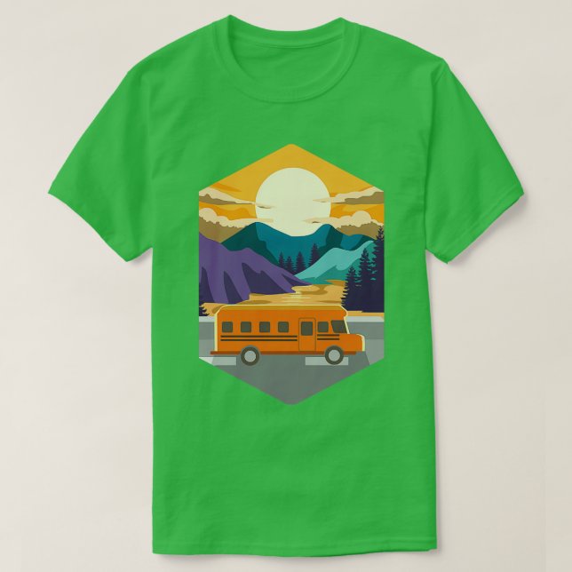 School Bus Sunset 2 T-Shirt (Design Front)