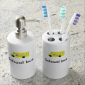 School bus toothbrush holder & soap dispenser set (Front)