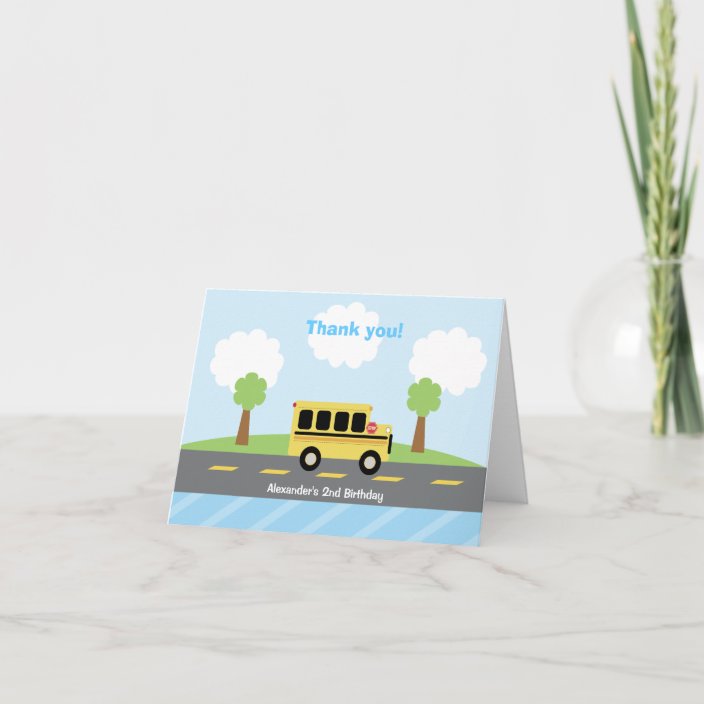 School Bus Town Birthday Thank you Card | Zazzle.com