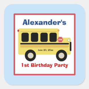School Bus Town Square Favor Stickers (6 Large)