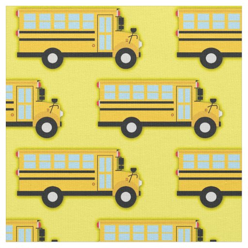 School Bus Vehicles Cute Kids Fabric