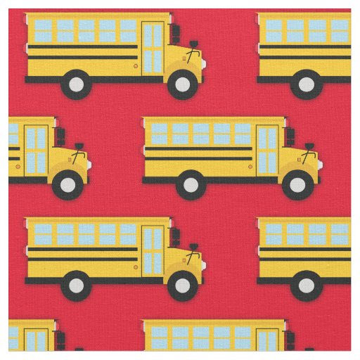 School Bus Vehicles Cute Kids Fabric
