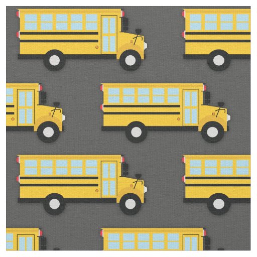 School Bus Vehicles Cute Kids Fabric