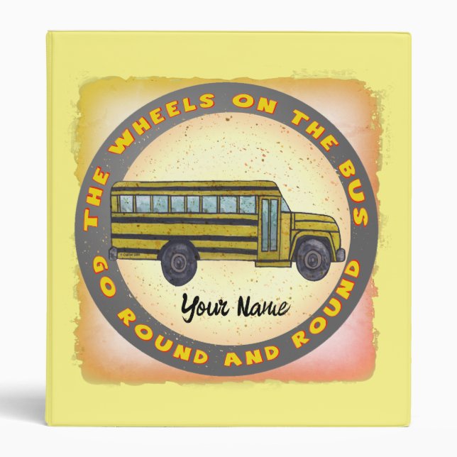School Bus Wheels 3 Ring Binder (Front)