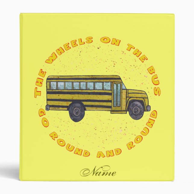 School Bus Wheels custom name binder (Front)