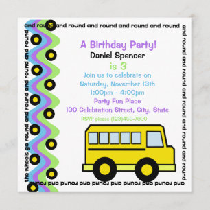 School Bus Wheels Invitation