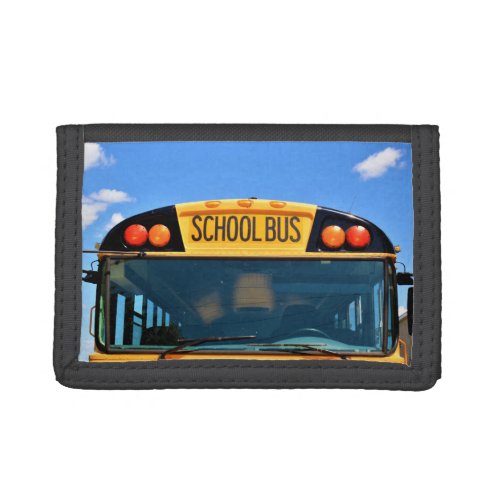 School Bus With Amber  Red Lights Trifold Wallet