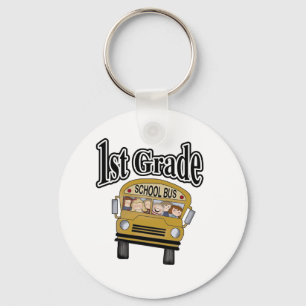 School Bus with Kids 1st Grade Keychain