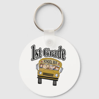 School Bus with Kids 1st Grade Keychain