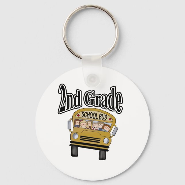 School Bus with Kids 2nd Grade Keychain (Front)