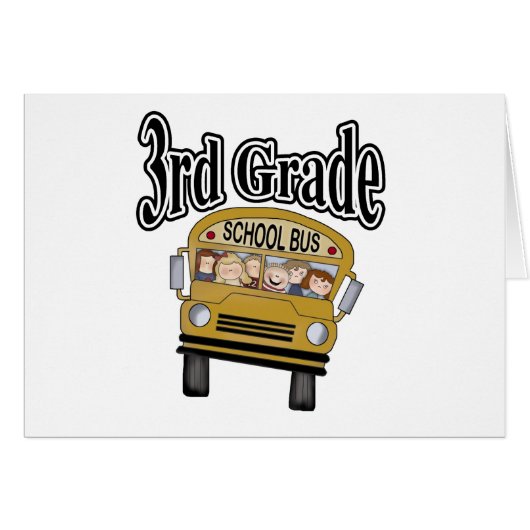 School Bus with Kids 3rd Grade Cards (Front Horizontal)