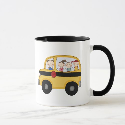 School Bus with Kids T_shirts and Gifts Mug