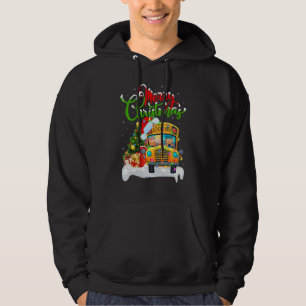 School Bus Xmas Decorations Santa School Bus Chr Hoodie