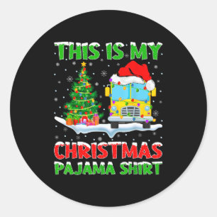 School Bus Xmas Tree Lights This Is My Christmas P Classic Round Sticker