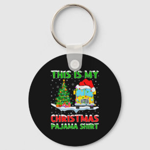 School Bus Xmas Tree Lights This Is My Christmas P Keychain