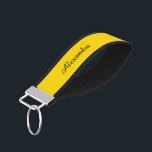 School Bus Yellow Solid Color Wrist Keychain<br><div class="desc">This product is featured in School Bus Yellow. Easily customize this product with your own text,  image or photo.</div>