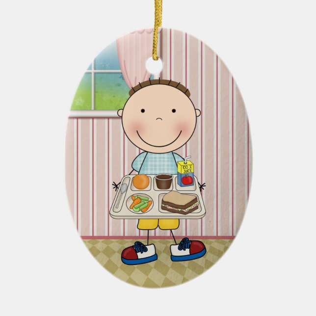 School Cafeteria Ceramic Ornament (Front)