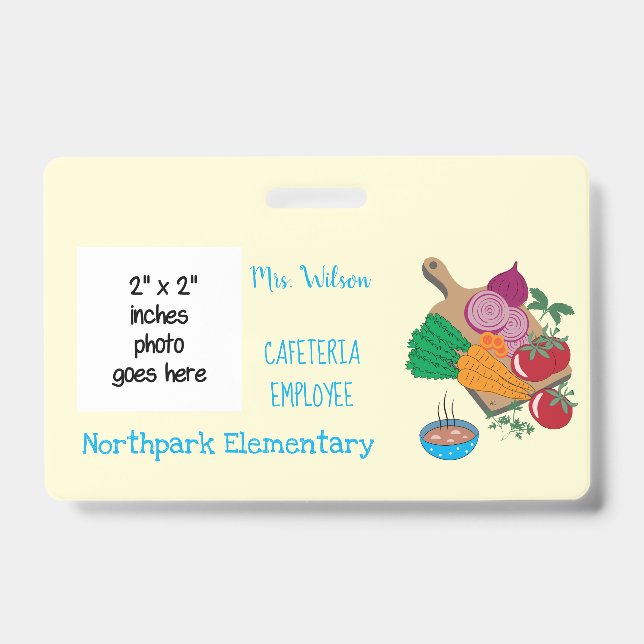 School Cafeteria Employee Photo Badge (Front)