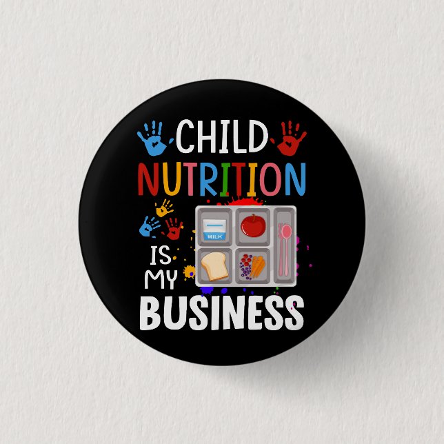 School Cafeteria Worker Lunch Lady Food Tray Child Button (Front)
