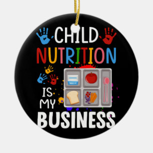 School Cafeteria Worker Lunch Lady Food Tray Child Ceramic Ornament