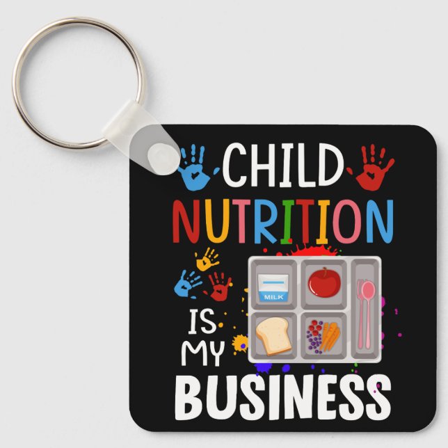 School Cafeteria Worker Lunch Lady Food Tray Child Keychain (Front)