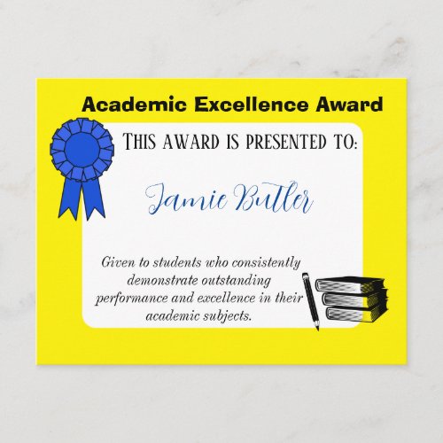 School Certificate Award Academic Teacher