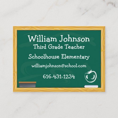 School Chalkboard Teacher Business Card