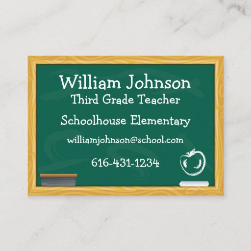 Customizable School Chalkboard Teacher Business Card
