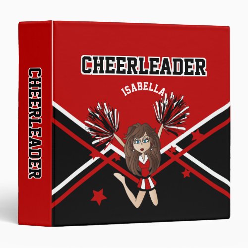School Cheerleader  Black White  Dark Red Binder