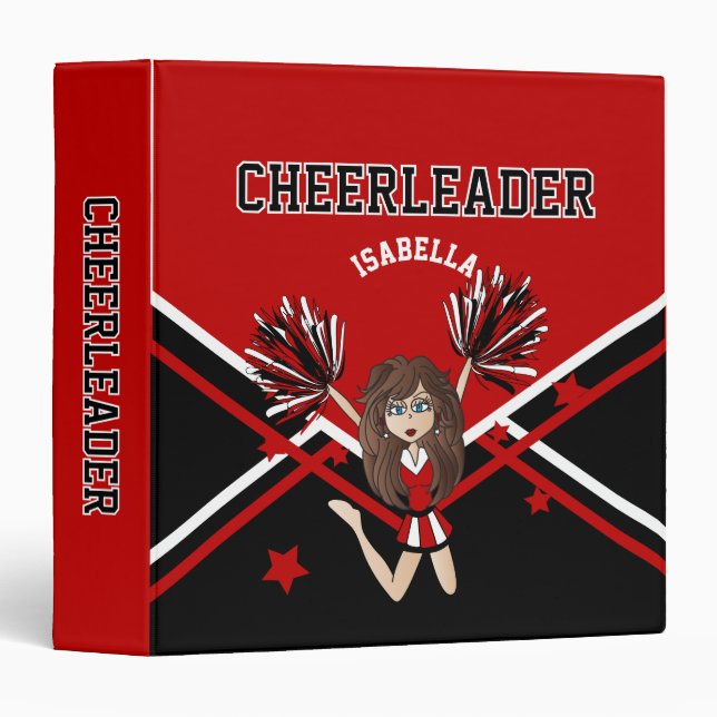 School Cheerleader  Black, White & Dark Red Binder (Front/Spine)