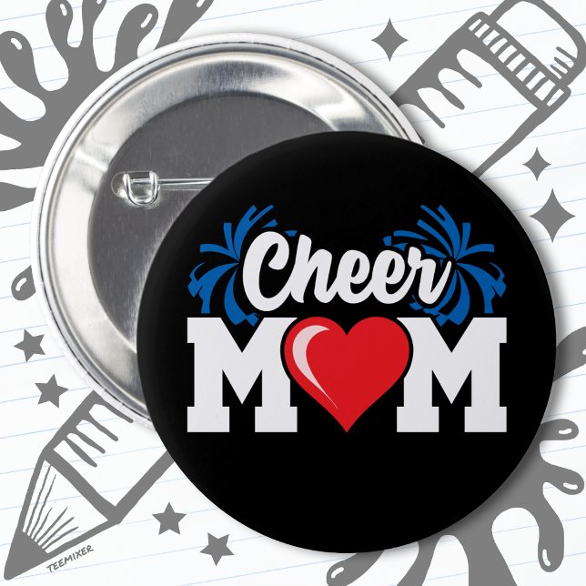 School Cheerleader Squad Sports Proud Cheer Mom Button (Creator Uploaded)