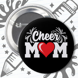 School Cheerleader Squad Sports Proud Cheer Mom Button